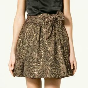 ZARA Black & Gold Metallic Skirt - S